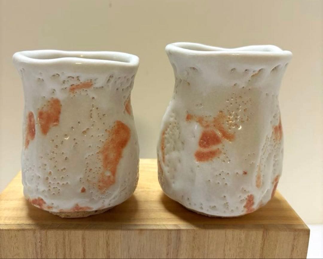 小林武春　白志野　湯呑茶碗　美濃焼　夫婦湯呑茶碗　箱蓋なし　未使用