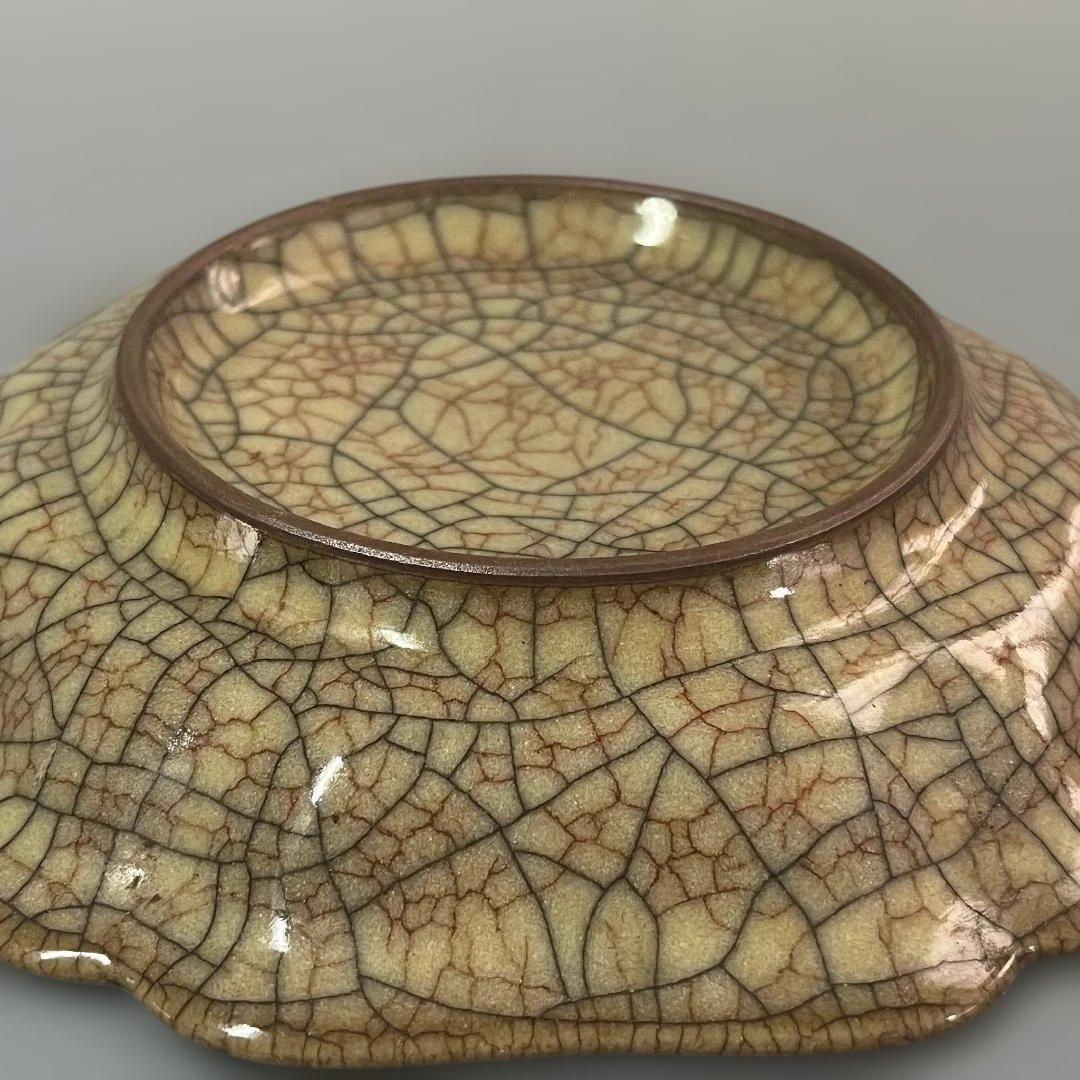 唐物 哥窯稜花盤 中国美術 古玩 SH22