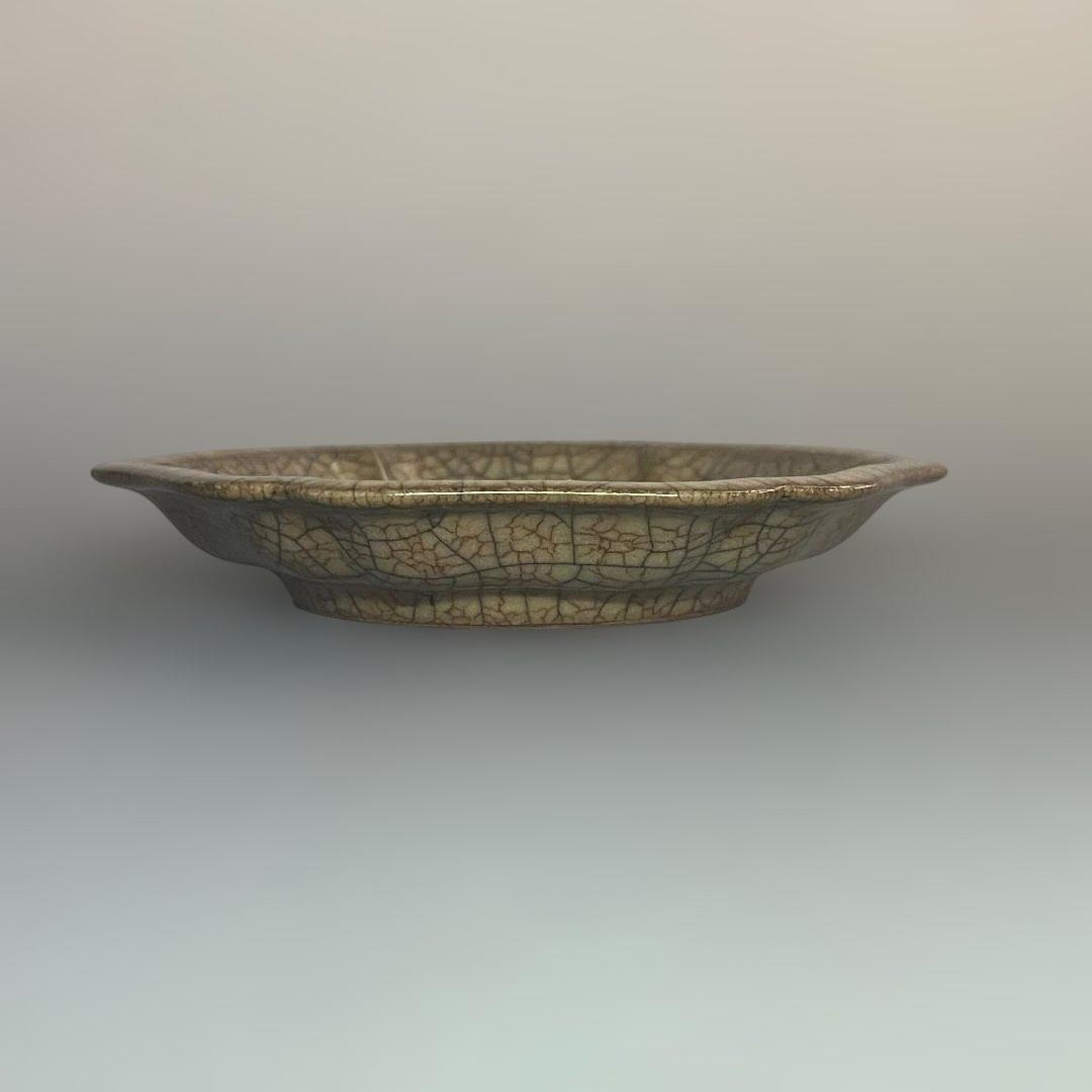 唐物 哥窯稜花盤 中国美術 古玩 SH22