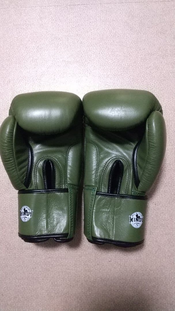 本革製WINDYボクシンググローブ 14oz オリーブグリーン キックボクシング
