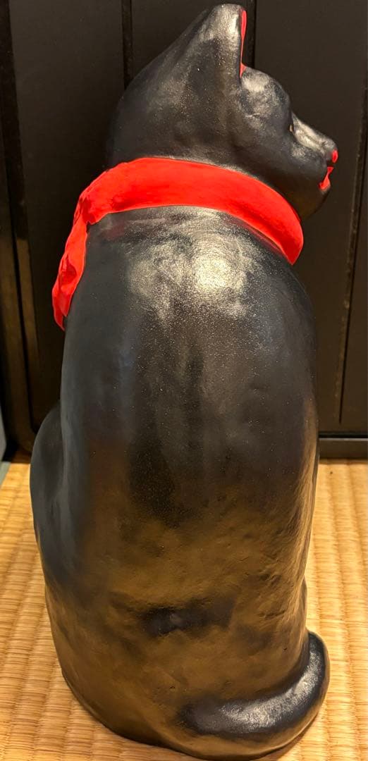 郷土玩具　招き猫(黒)大　まねきねこ　起人形