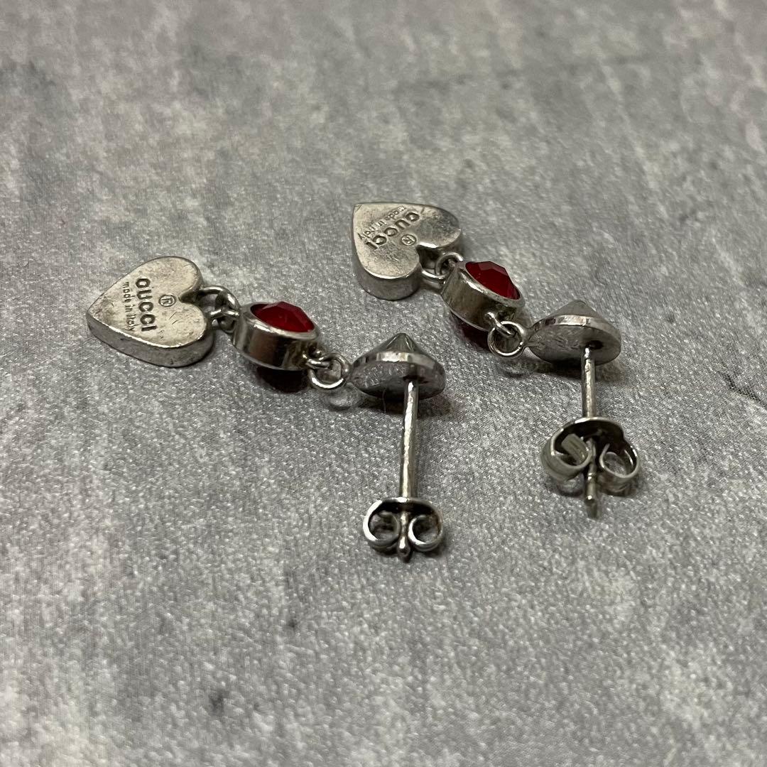 GUCCI グッチ シルバー 925 ハート ストーン ピアス