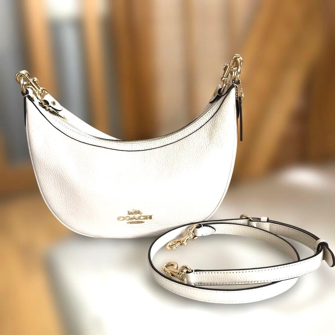 ［かなり美品］コーチ　ハーフムーン　ワンショルダー　バッグ　2way ホワイト系