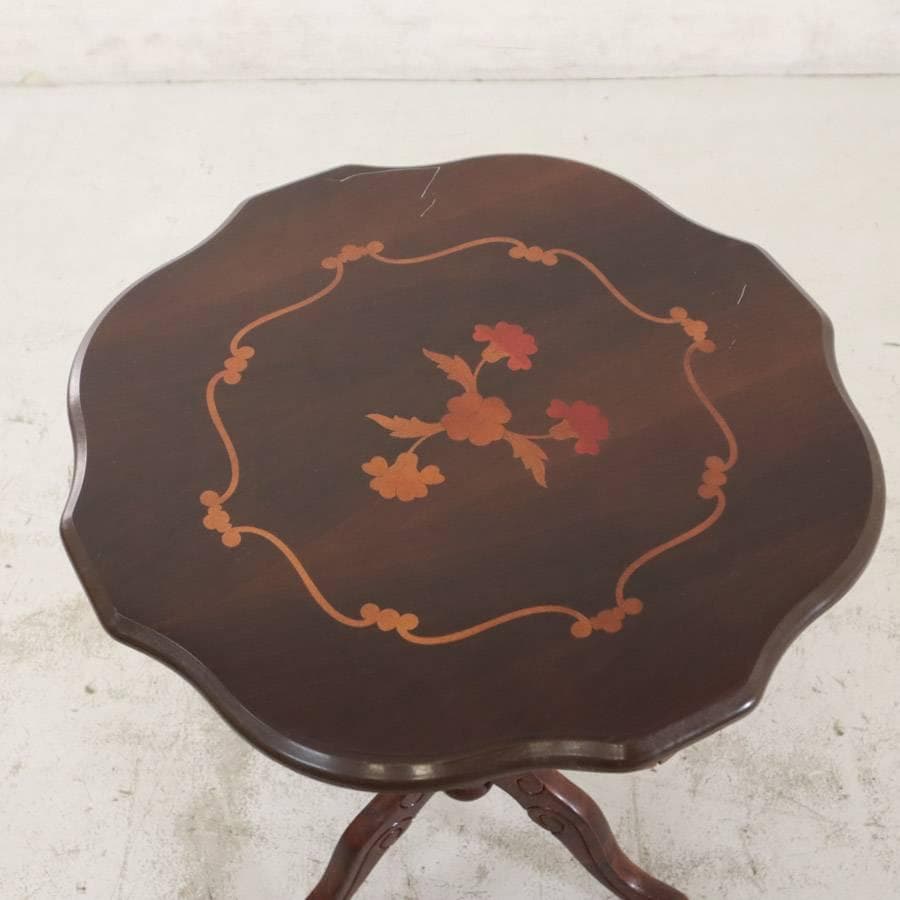 イタリア製クラシカル家具 サイドテーブル 木製 象嵌細工 高さ61cm