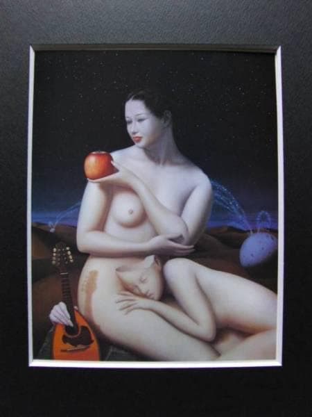 松本匠、「回想の夜」、希少な画集より、新品高級額・額装付、状態良好