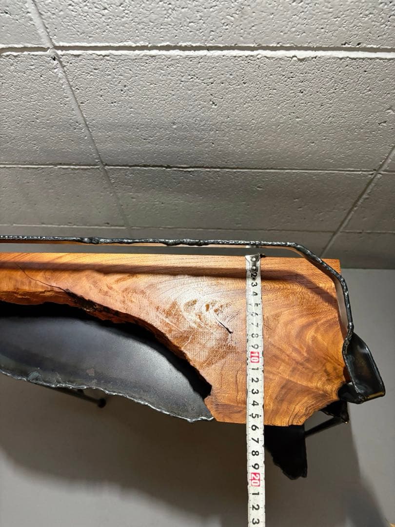 欅サイドテーブル　鉄家具　アイアンシェルフ　ナイトテーブルコーヒーテーブル