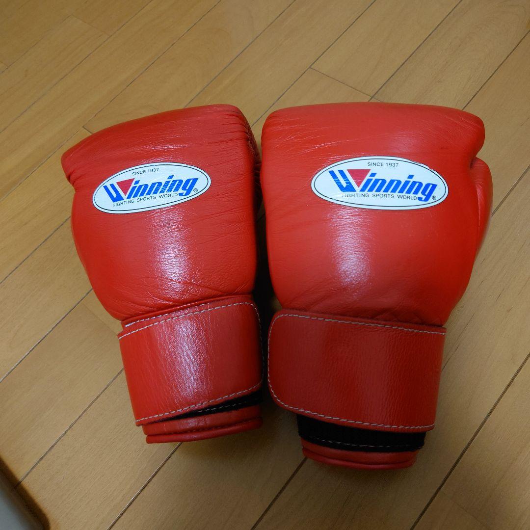 最終価格 Winning ボクシンググローブ 8oz レッド マジックテープ式