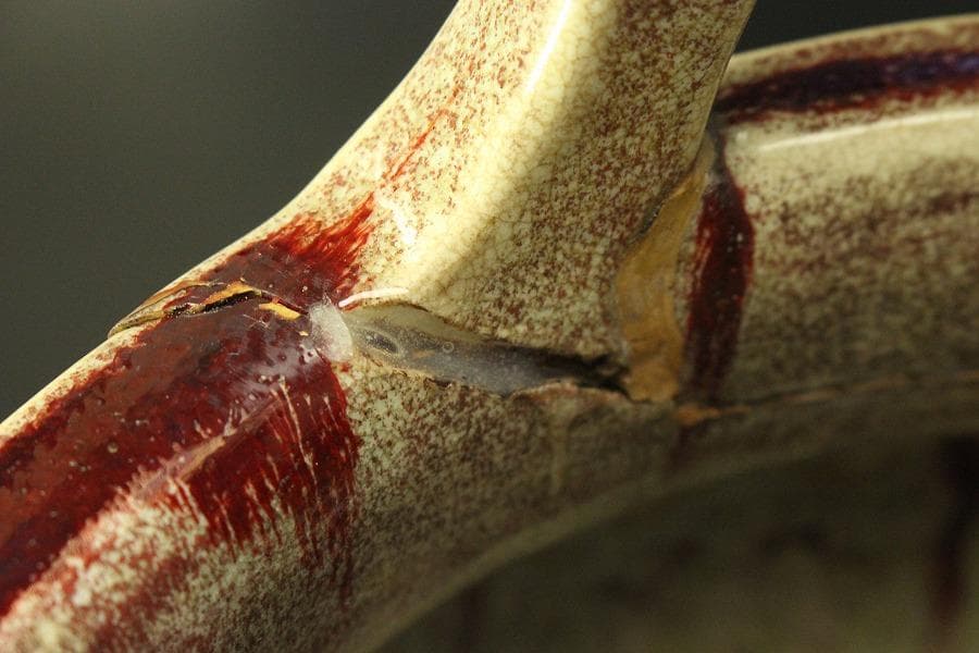 中国美術 窯変釉 時代 火鉢 瓶掛 φ30cm(LC403)