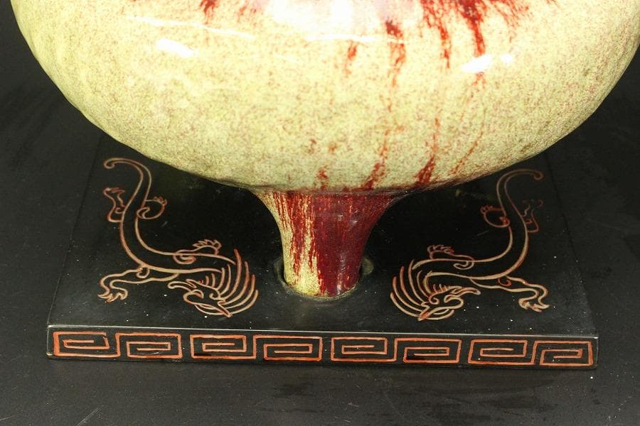 中国美術 窯変釉 時代 火鉢 瓶掛 φ30cm(LC403)