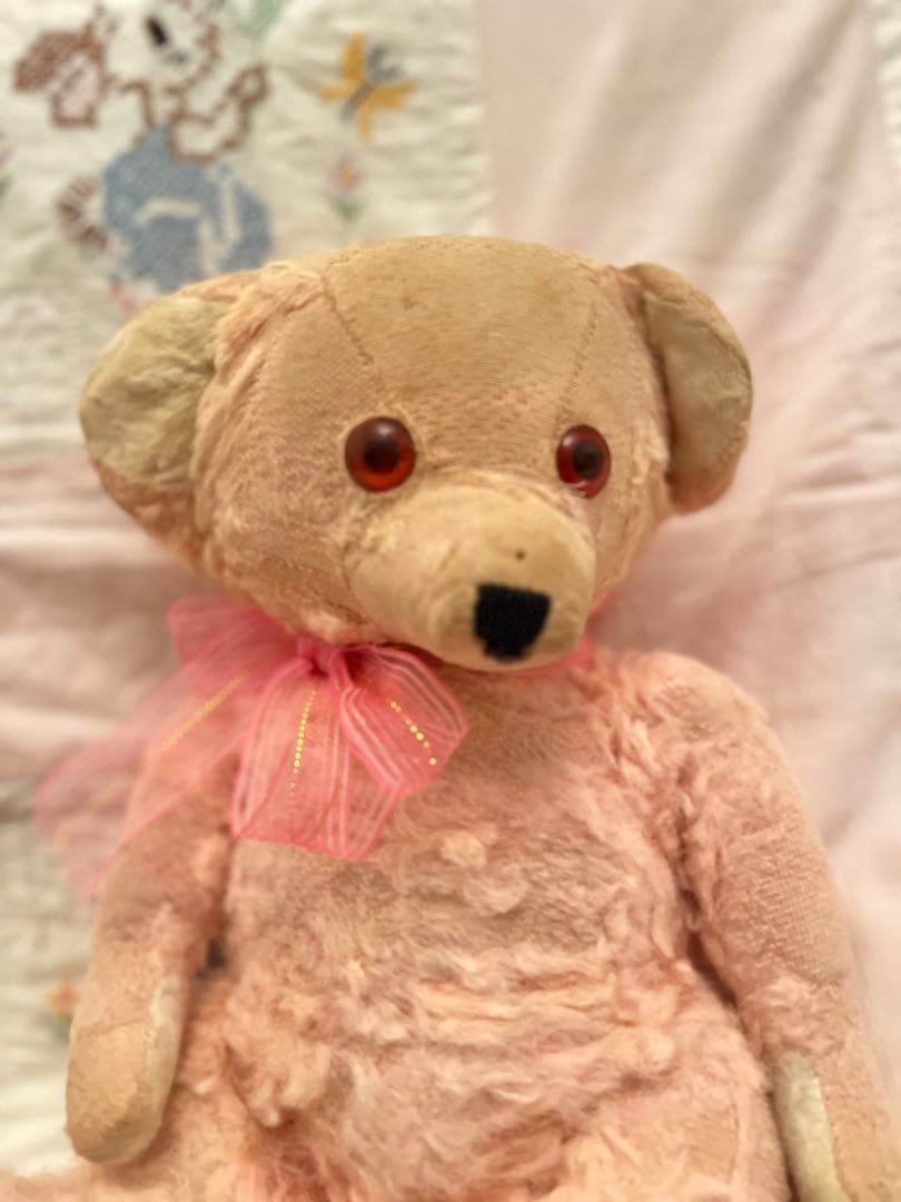 アンティーク ビンテージ イギリス ピンクベア テディベア くま ぬいぐるみ