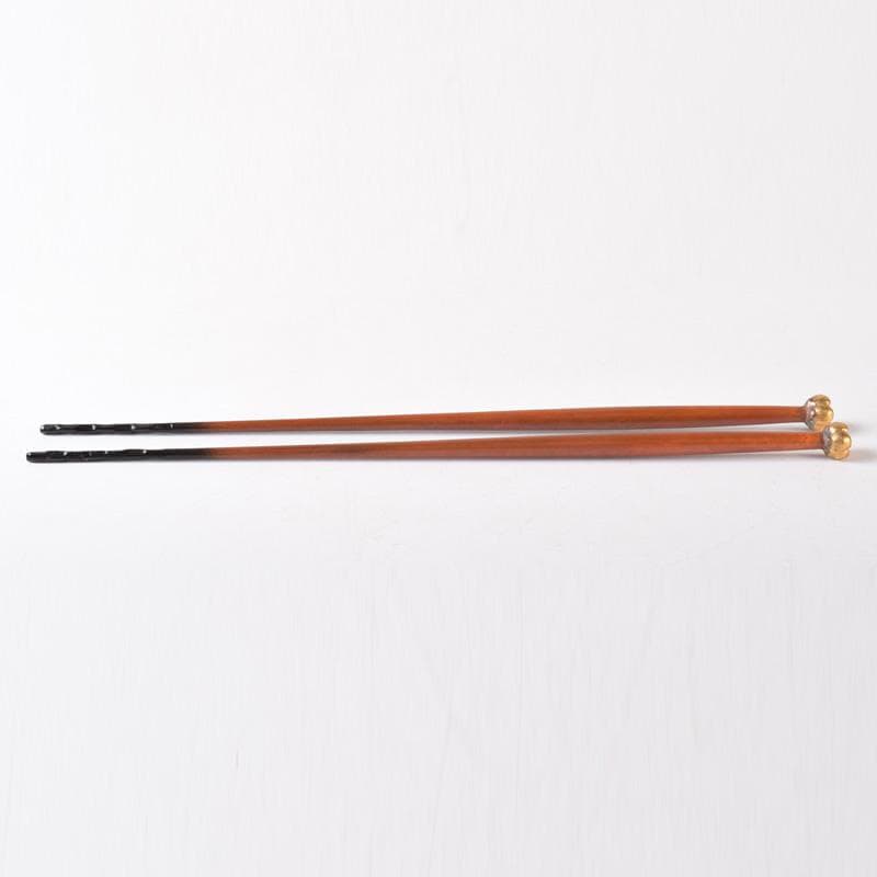 茶道具　岩田屋特製　鉄山造　黄銅　薫梅頭　飾火箸　共箱　C　7519