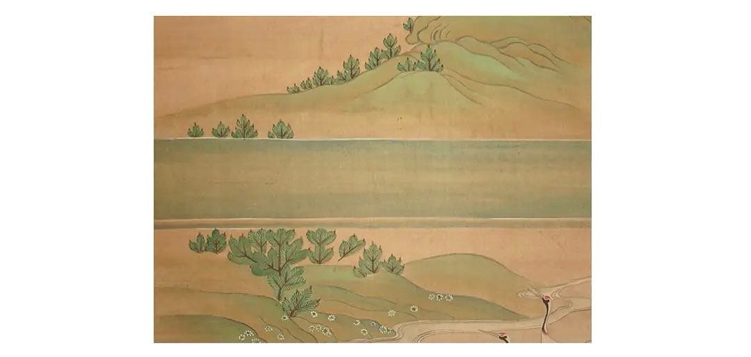 円山応挙（圓山應擧）真筆 絹本着色 「瑞春童子遊鶴図」掛軸 極箱 証明書添付