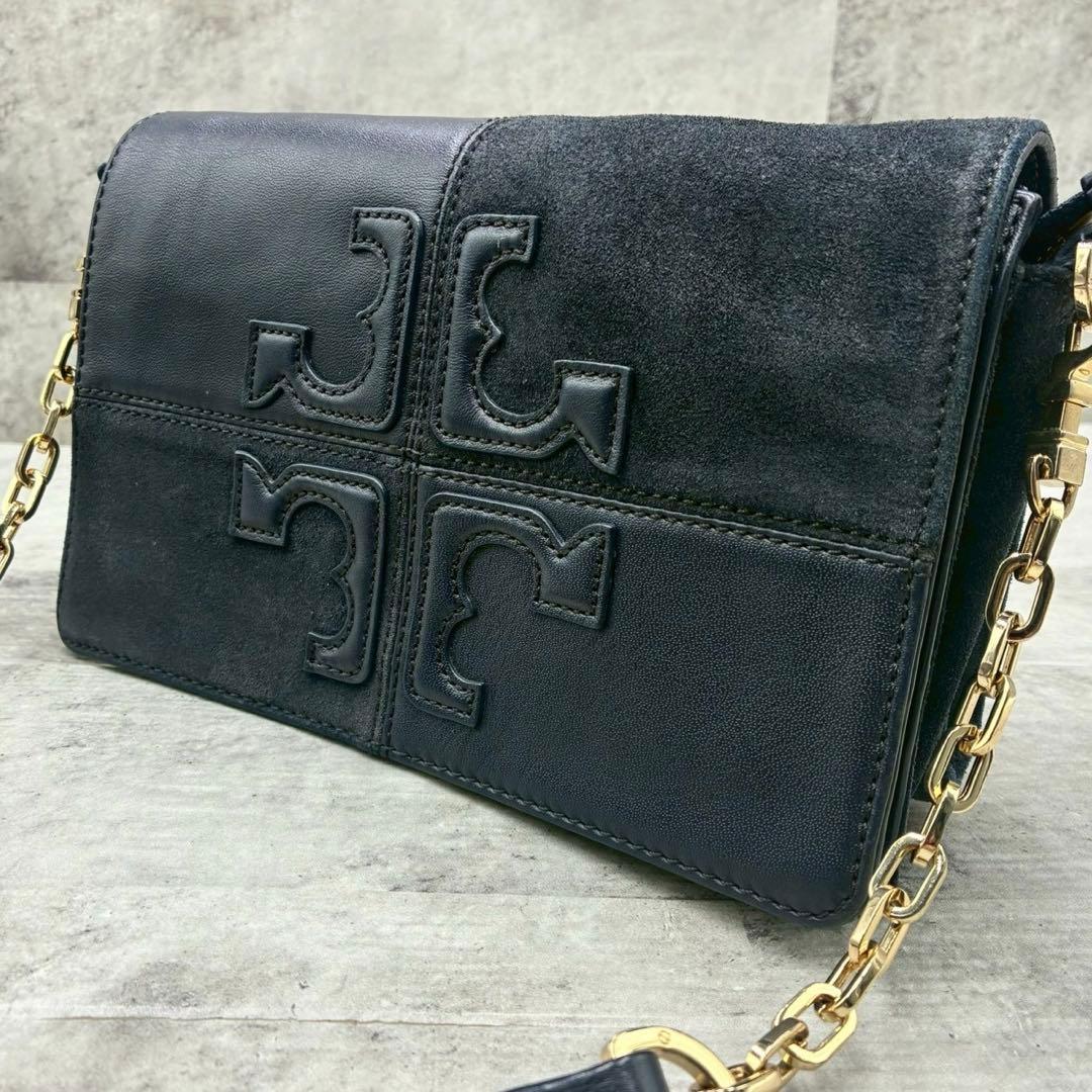 極美品 トリーバーチ エンボス デカロゴ チェーン ショルダーバッグ 斜め掛け
