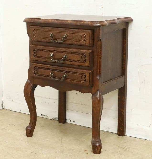 高級 三越家具【ブルージュ】サイドチェスト・ナイトテーブル・猫脚・オーク材