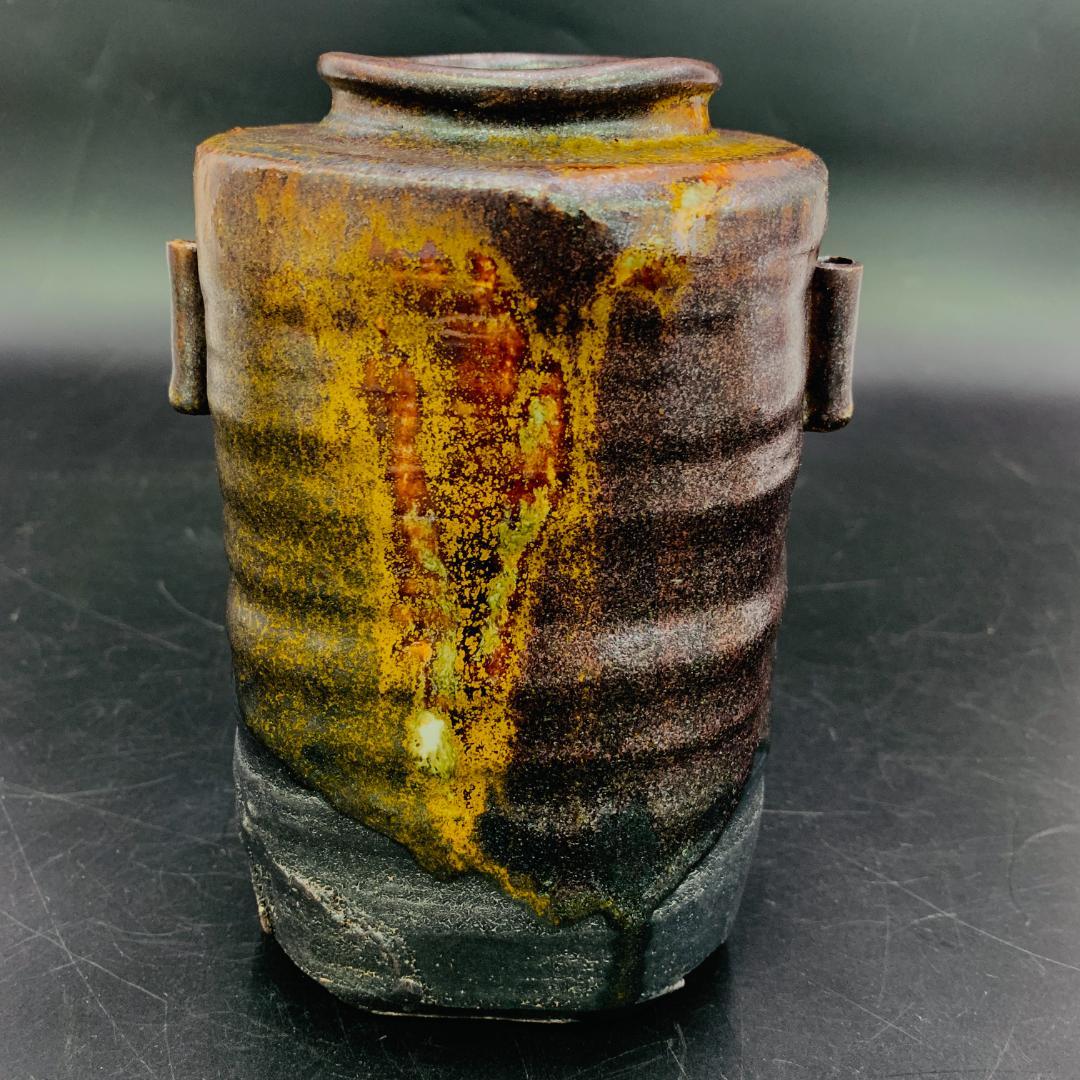 美品 加藤春鼎 作 瀬戸焼 花入 共箱 栞付