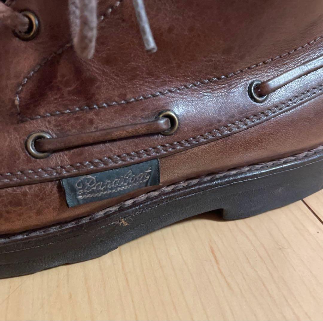 フランス製【パラブーツ】ヴィンテージでかタグ ミドルカットモカシンレザーシューズ