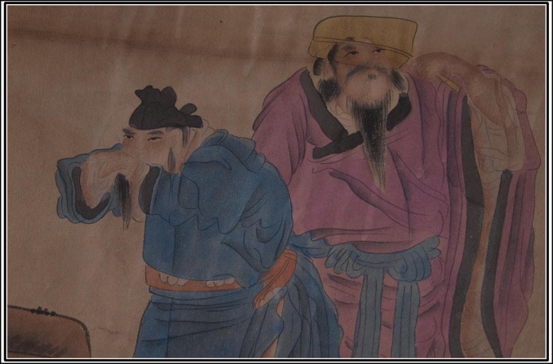 旧家整理品　中国清時代掛け軸　肉筆水彩絵　骨董品　 AK436A10-3