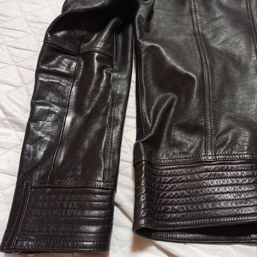 SHELLAC ファー取り外し可能 ライダースジャケット レザージャケット 黒色