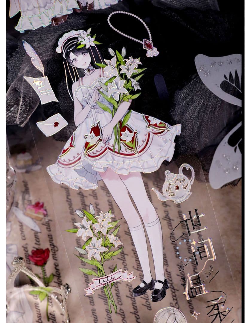 J353＃皎皎(镭射银)差只小恐龙切り売り海外人物マステ女の子