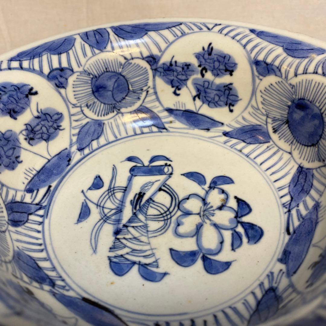 伊万里　古伊万里　鉢　染付　花の図　唐草