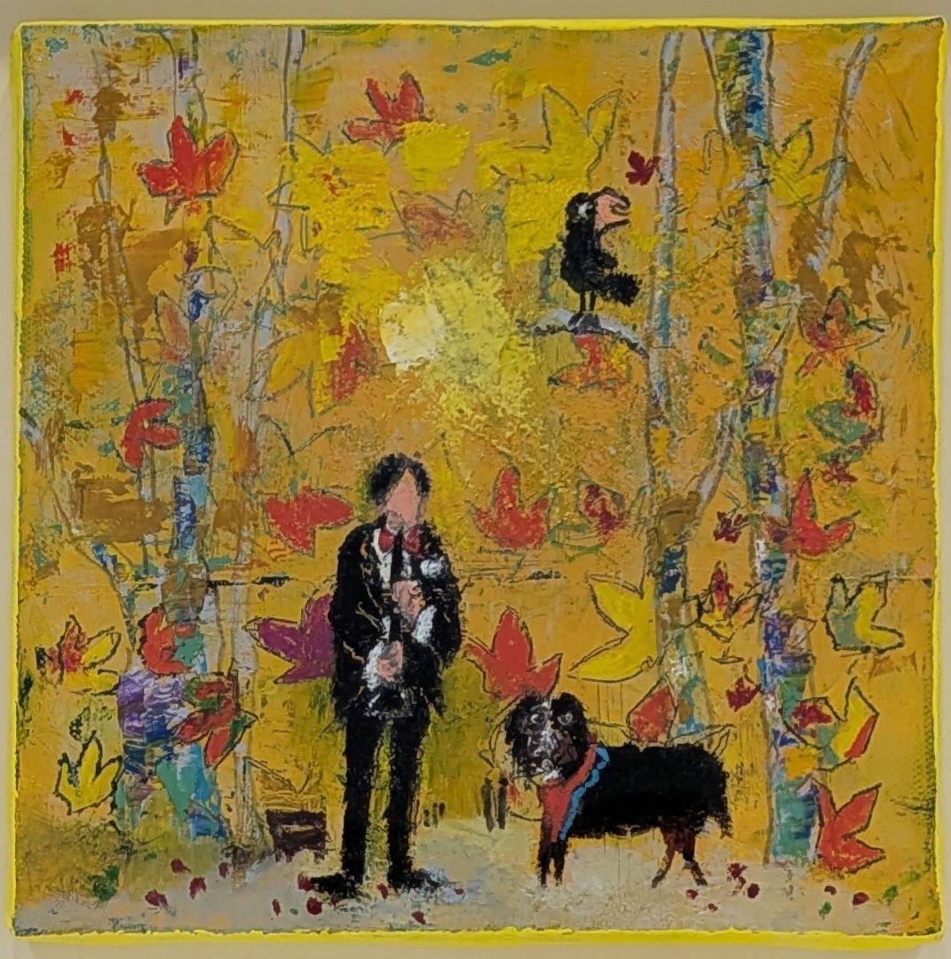 【山浦多久二・サイン有】鈴懸の道　油彩　額付き