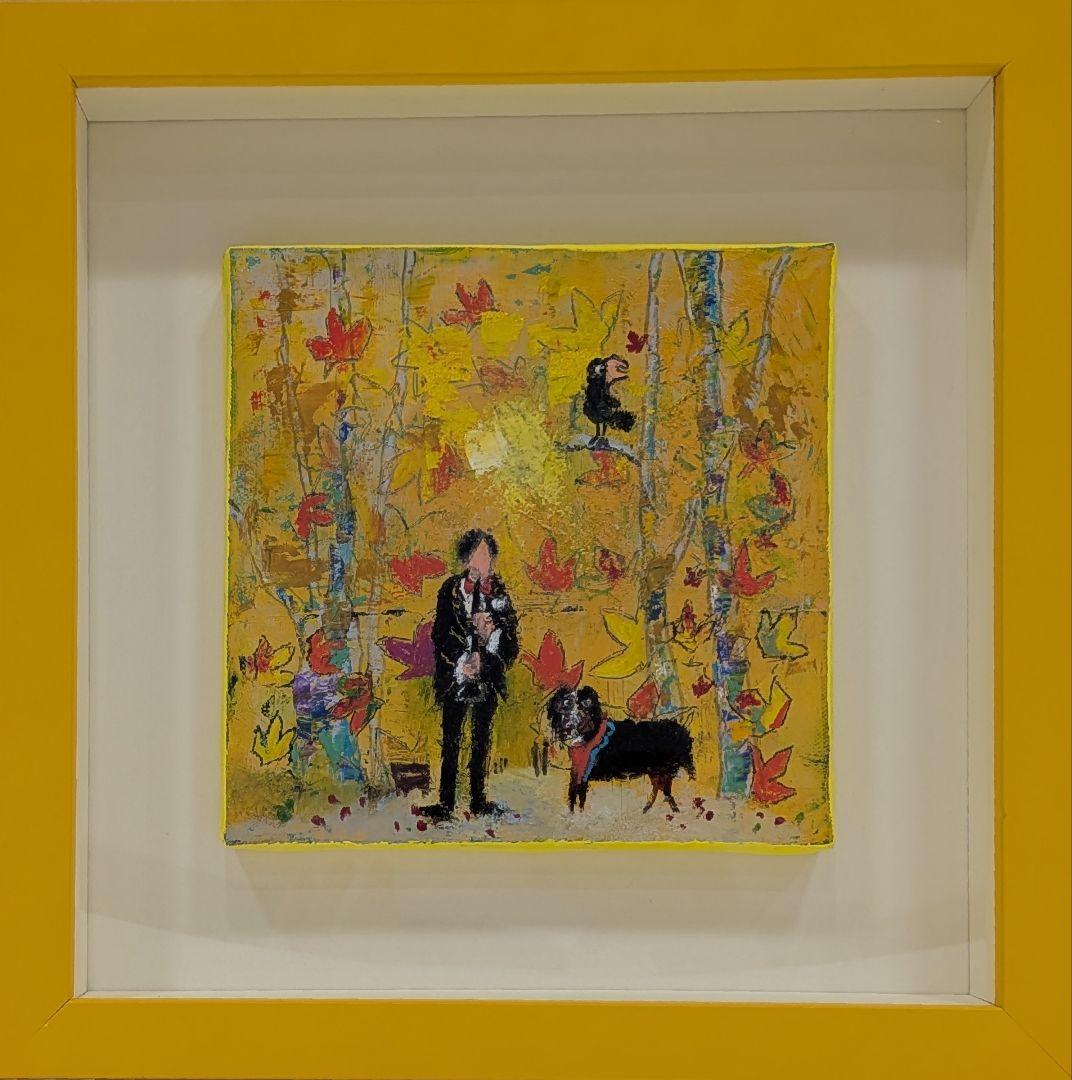 【山浦多久二・サイン有】鈴懸の道　油彩　額付き