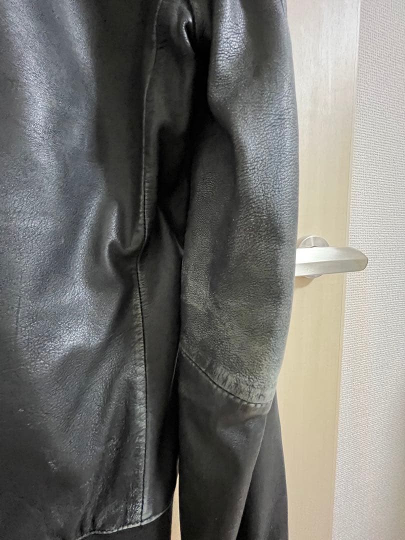 オールセインツ フード付き ブラックレザージャケット S