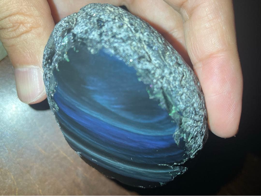 研磨品　十勝石玲瓏　複合色レインボーオブシディアン