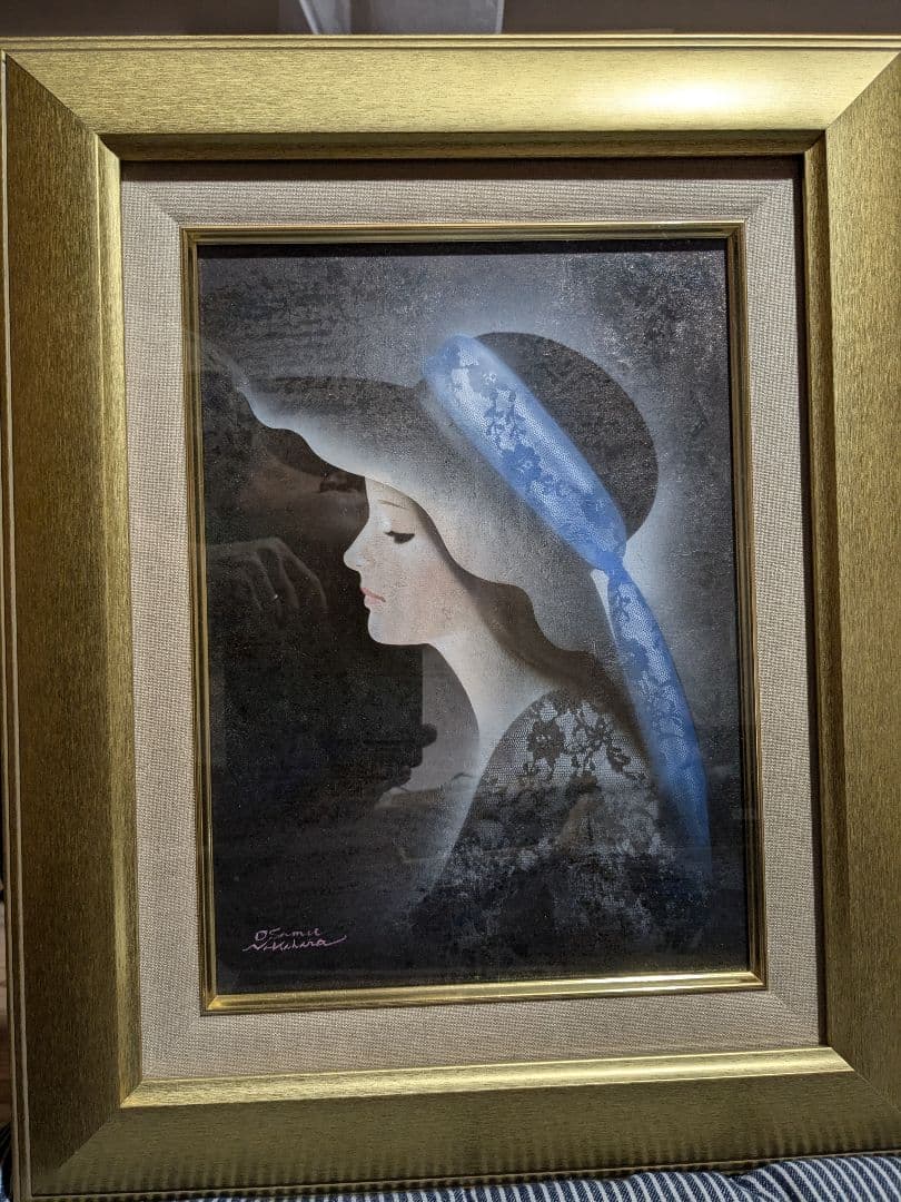 真作 中原脩 美人画  キャンバス 6号 額装 油彩画