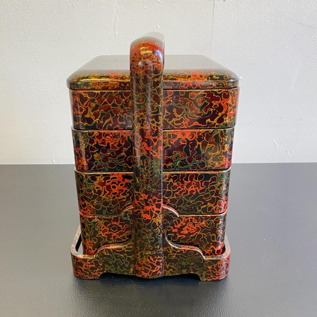 津軽塗 漆器 重箱 5.5手提げ四段 漆塗 天然木 外箱 未使用品