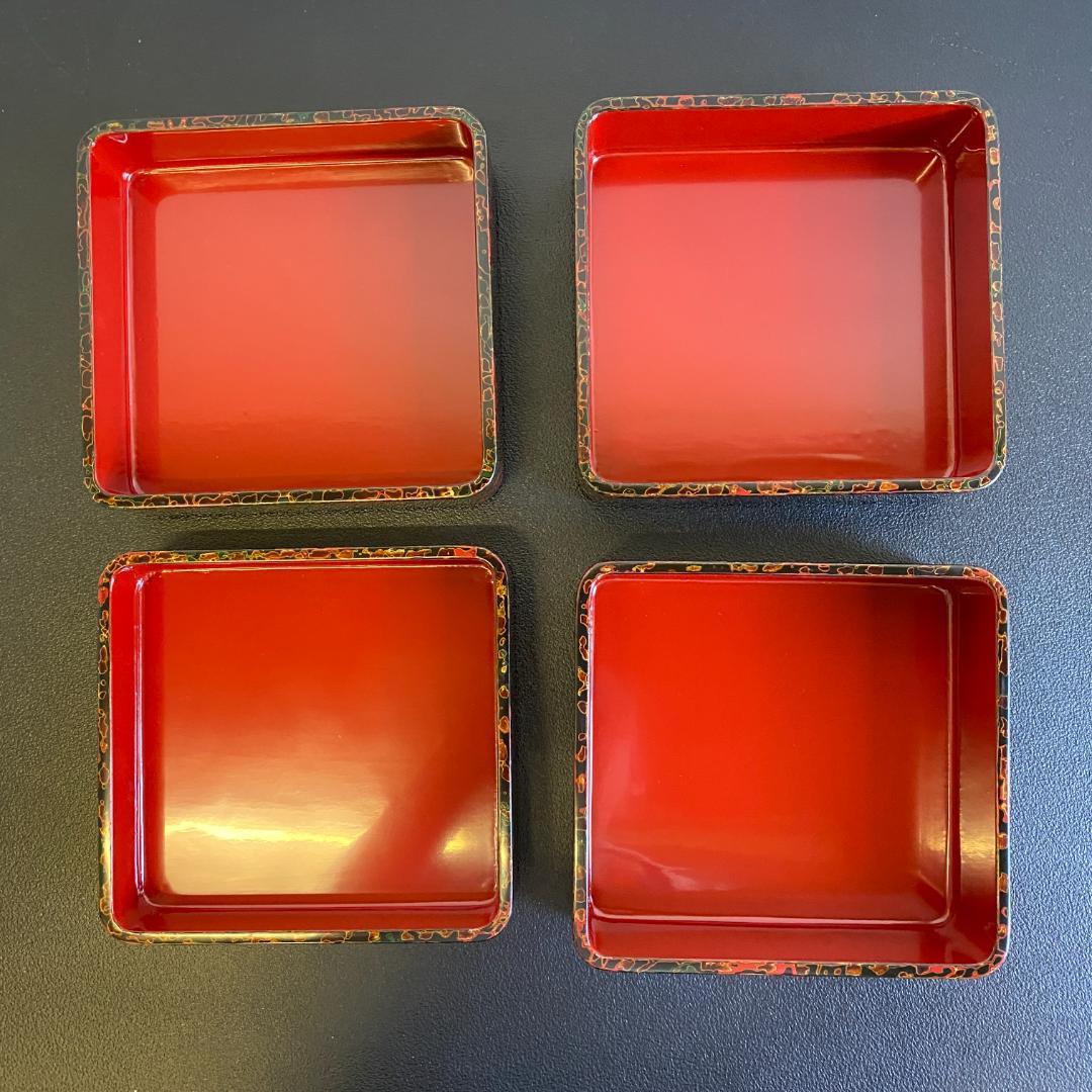 津軽塗 漆器 重箱 5.5手提げ四段 漆塗 天然木 外箱 未使用品