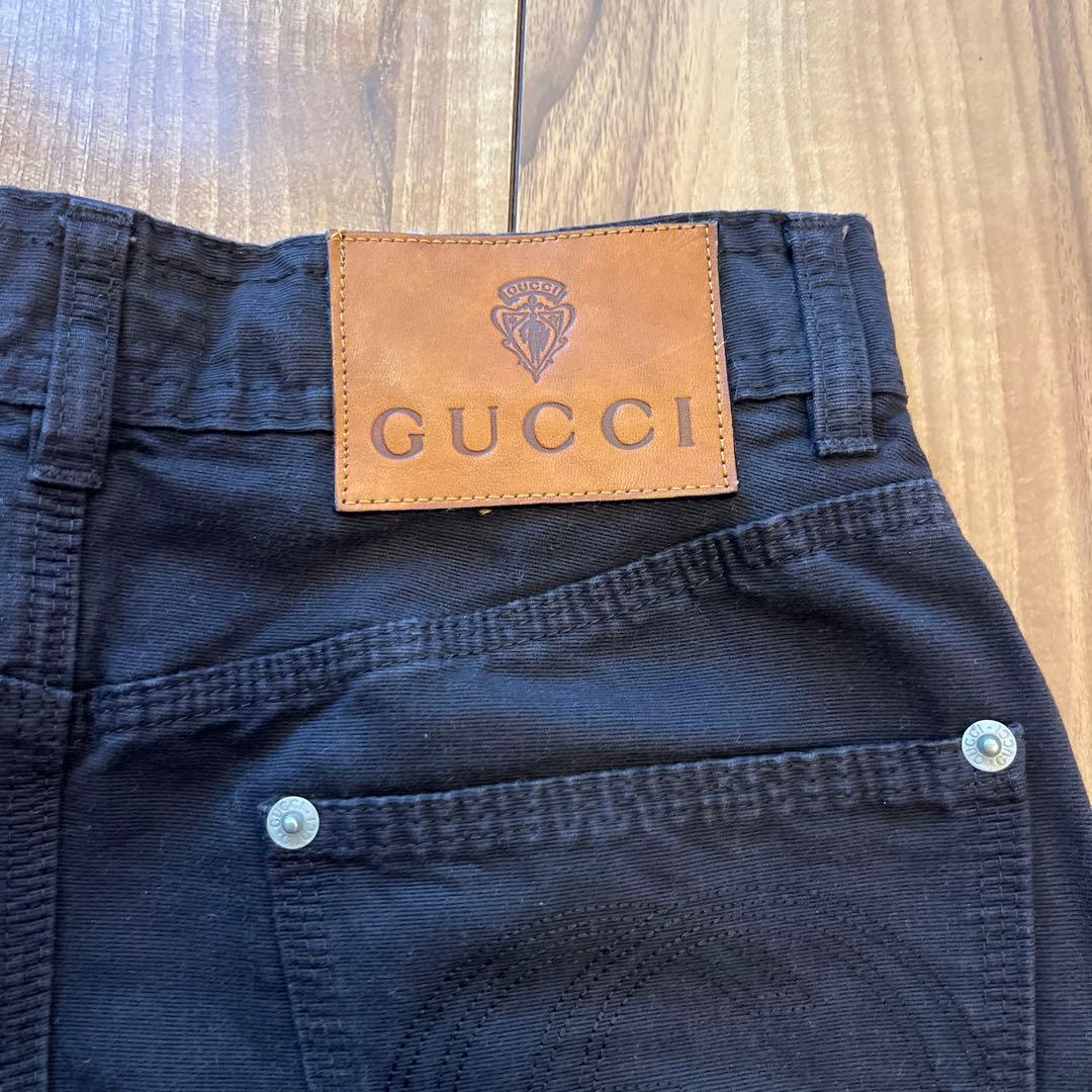 【メル48978】GUCCI ブラックデニム タイトスカート
