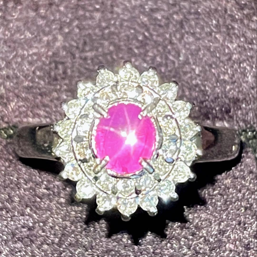 のりくん　pt850 スターサファイア ダイヤモンド　リング