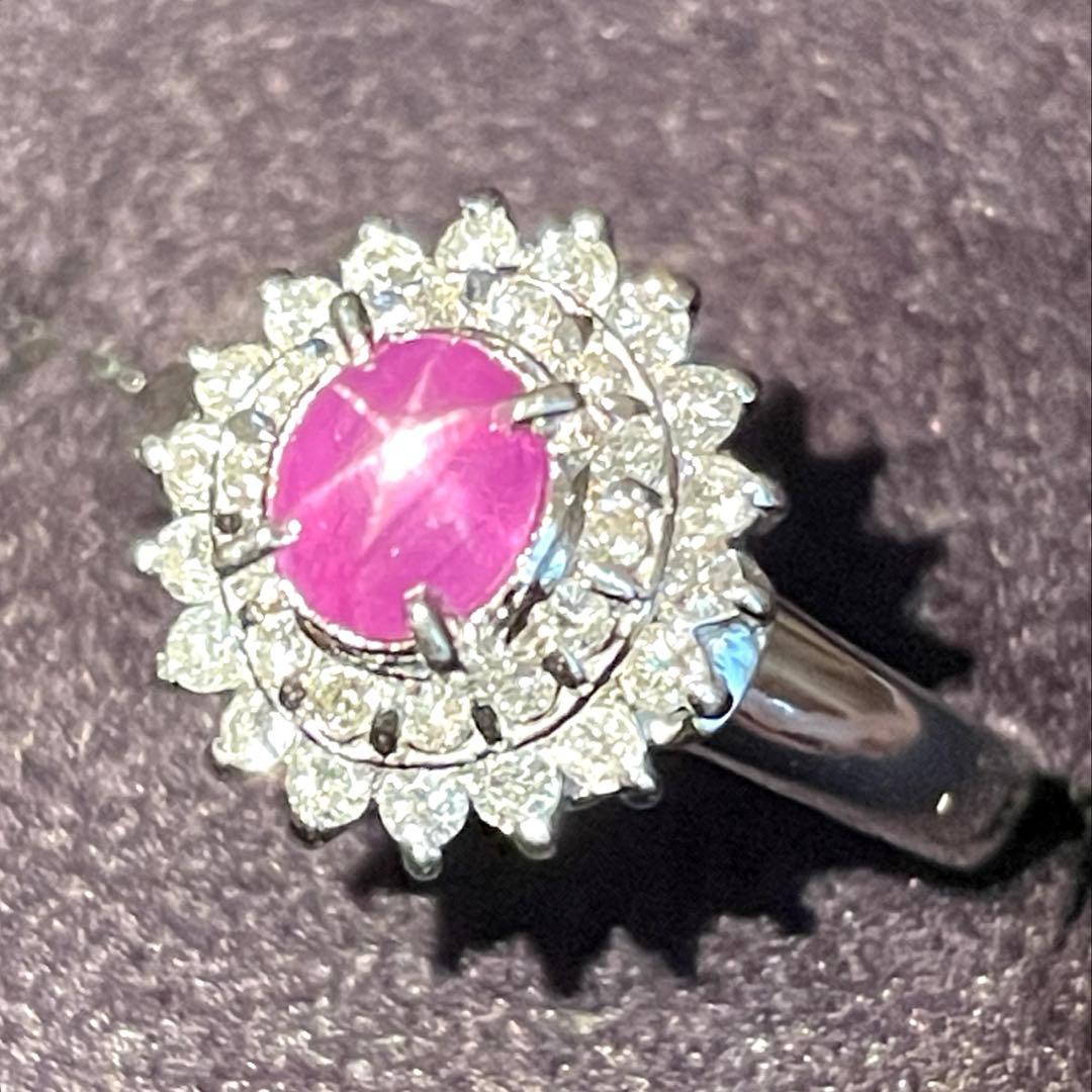 のりくん　pt850 スターサファイア ダイヤモンド　リング