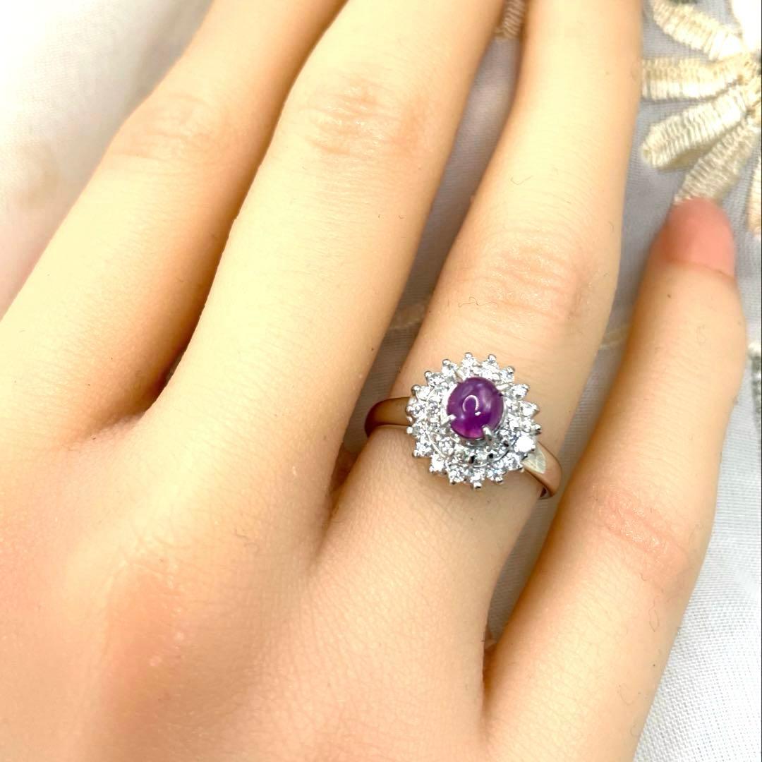 のりくん　pt850 スターサファイア ダイヤモンド　リング