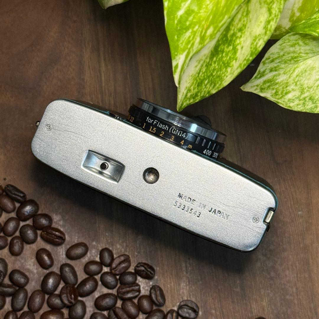 ✴️シボ革グリーンレザー✴️実写・分解整備済✴️オリンパスPEN EE-3 美品‼️