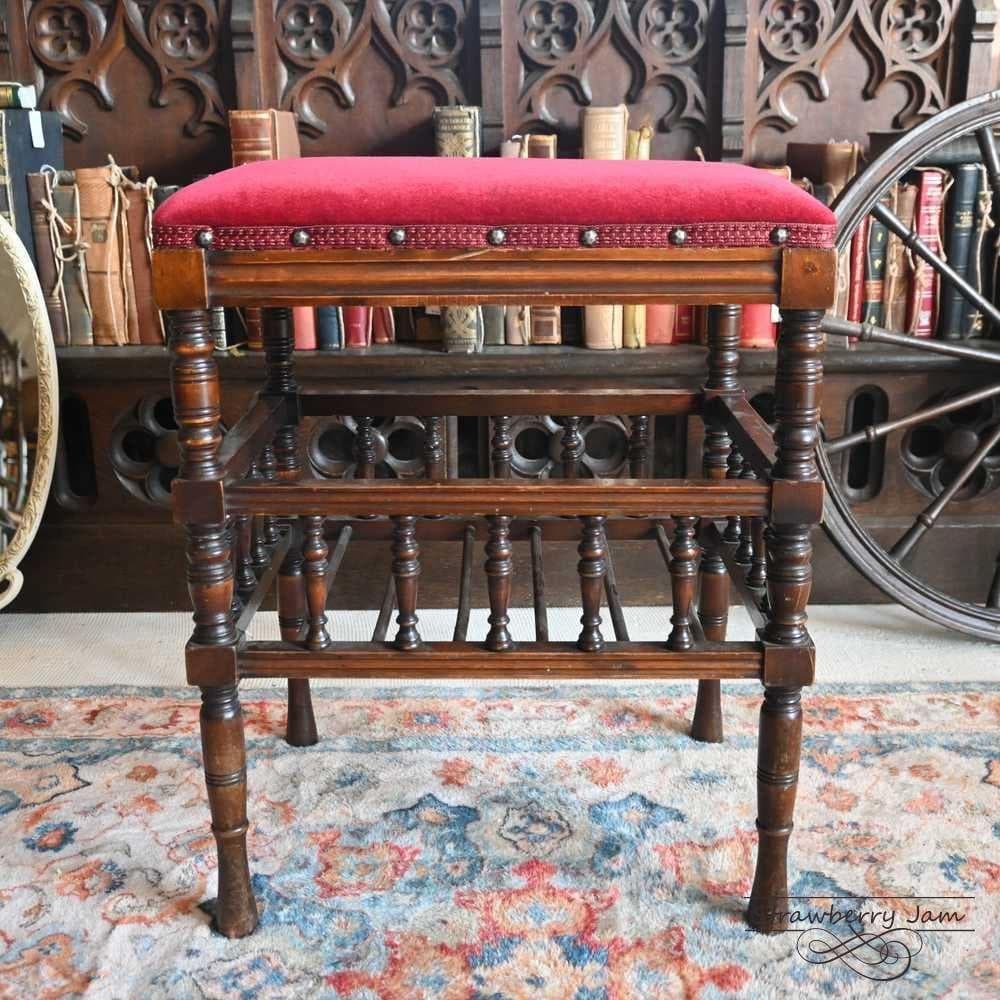 L3705-17 英国アンティーク スツール ピアノスツール 収納スツール