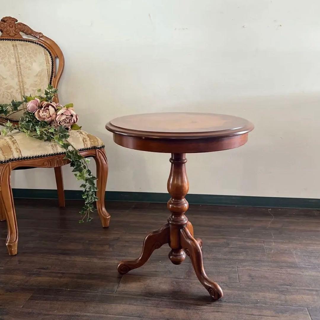 k987r115 イタリア製 象嵌細工のサイドテーブル コーヒーテーブル 円形