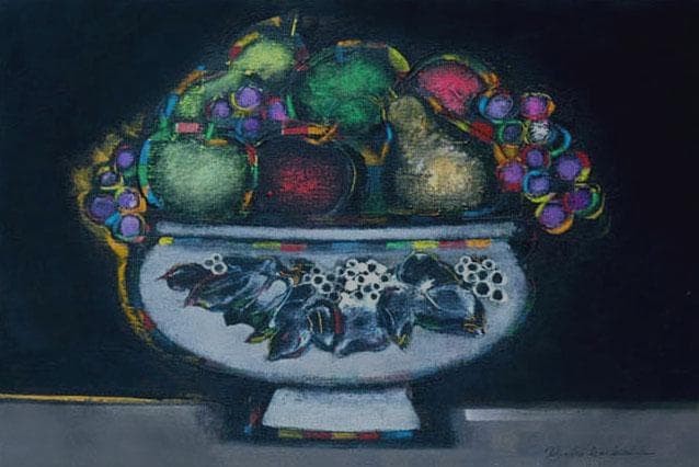 油絵 絵 絵画 インテリア 額付(青緑＋金色の枠uF6-062004 静物果物