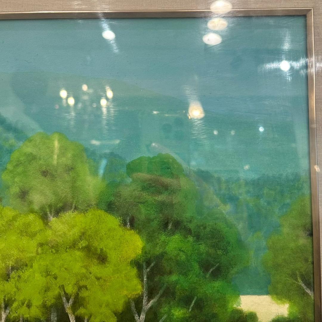 iΦ【真作】箱崎正秋 山湖 共シール 絵画 日本画 10号 肉筆 美術品