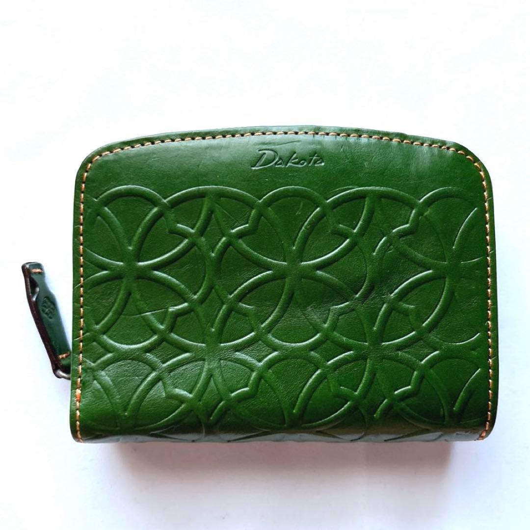 【美品】ダコタ 二つ折り財布 リリーヴォ Dakota 七宝柄 グリーン 緑