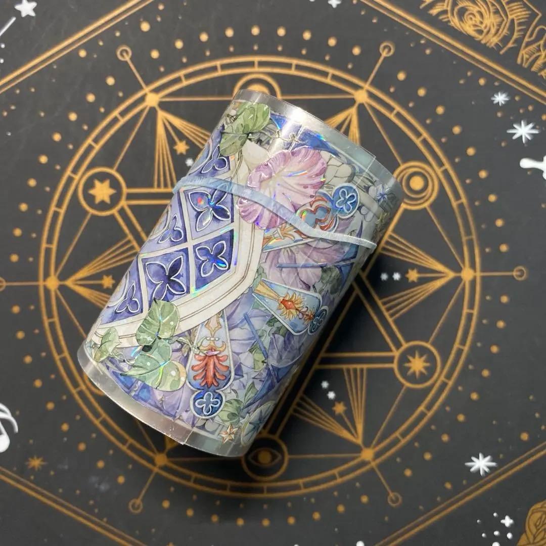 【9176】海外　中古巻　貝殻光マスキングテープ　ステンドグラス　装飾背景系