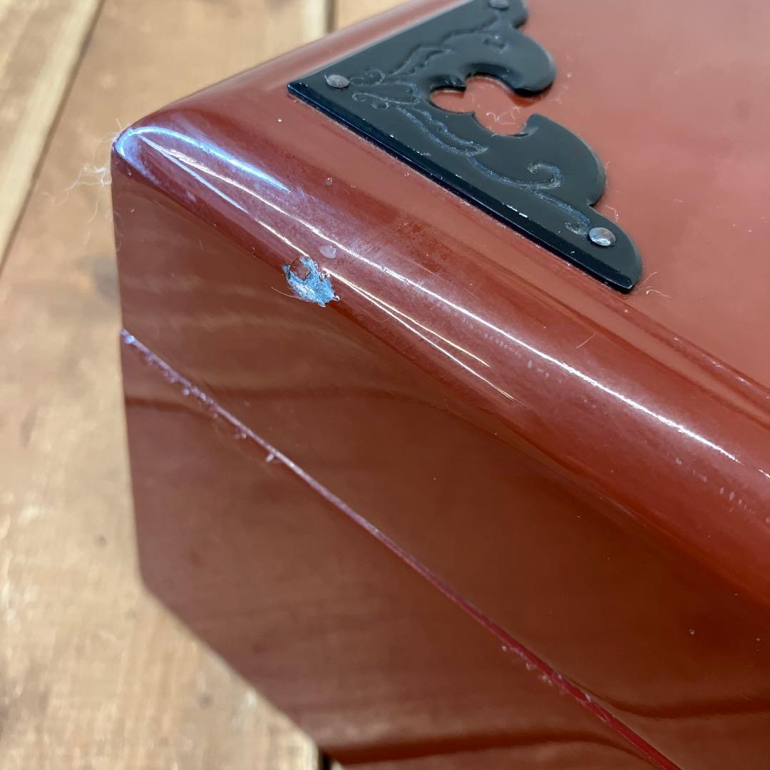 昭和レトロ 仙台箪笥 漆塗り 朱塗 木製 竜金具 文箱 硯箱 習字箱 書類ケース