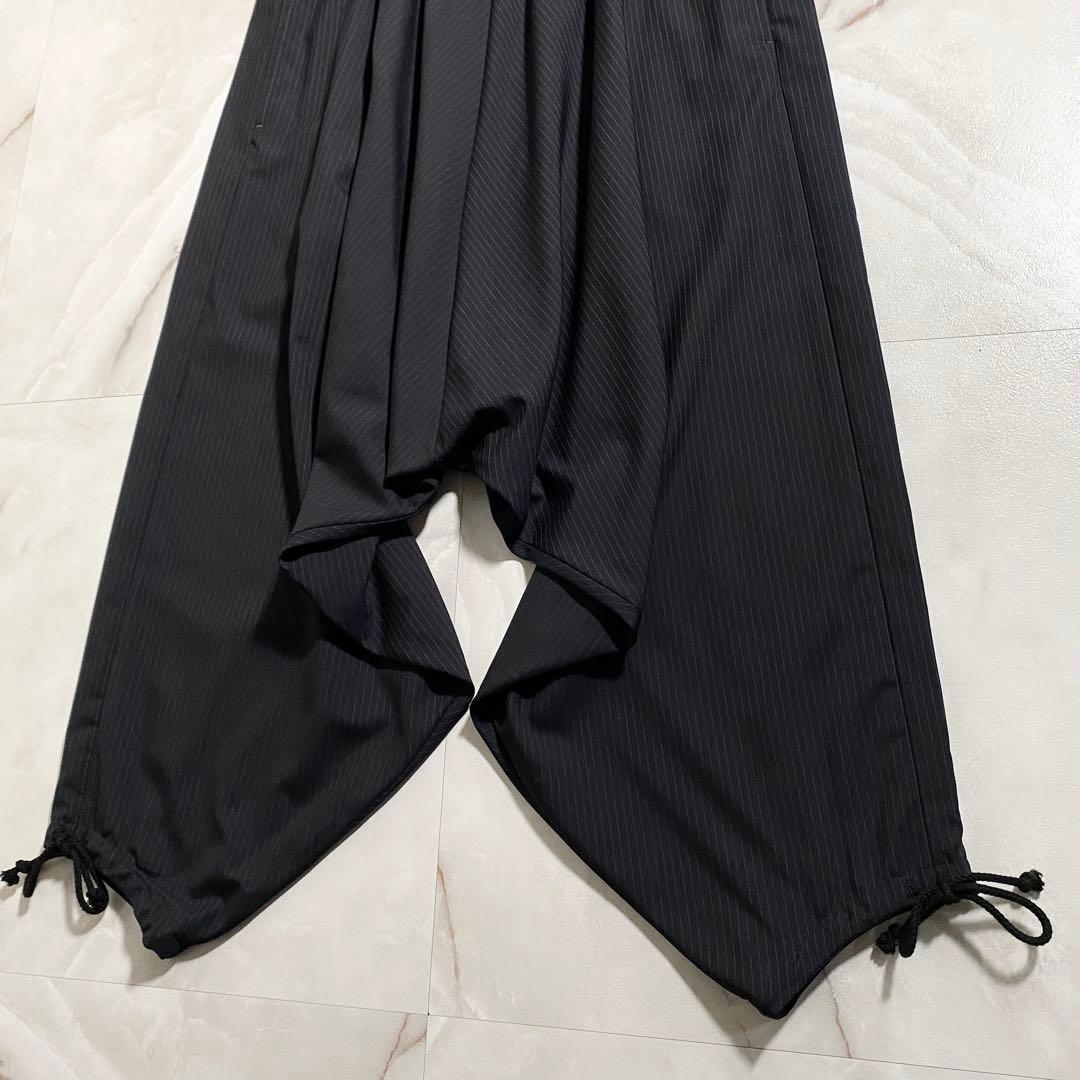 A15207 極美品 ジュンヤワタナベマン22ssストライプサルエルパンツ黒紺M