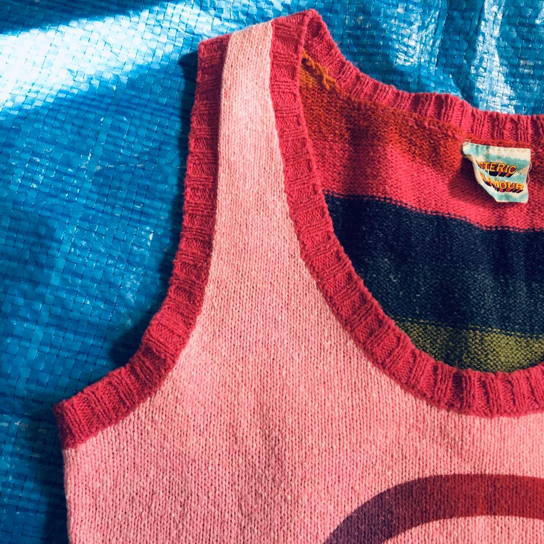 ヒステリックグラマー☆サマーニットタンクトップ⬜︎ノースリーブ⬜︎レインボー⬜︎90s