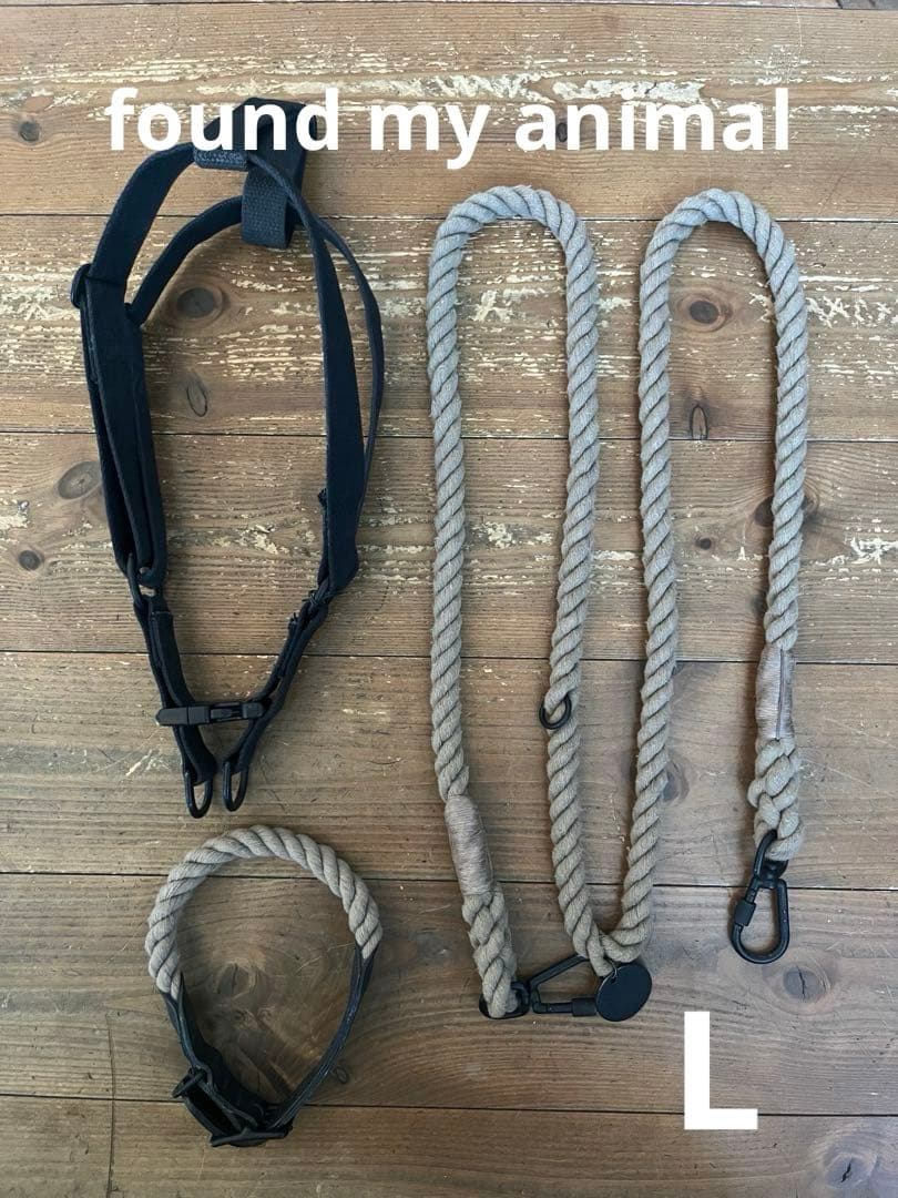 ◆FOUND MY ANIMAL 犬用ハーネス ロープリード 首輪 セットL