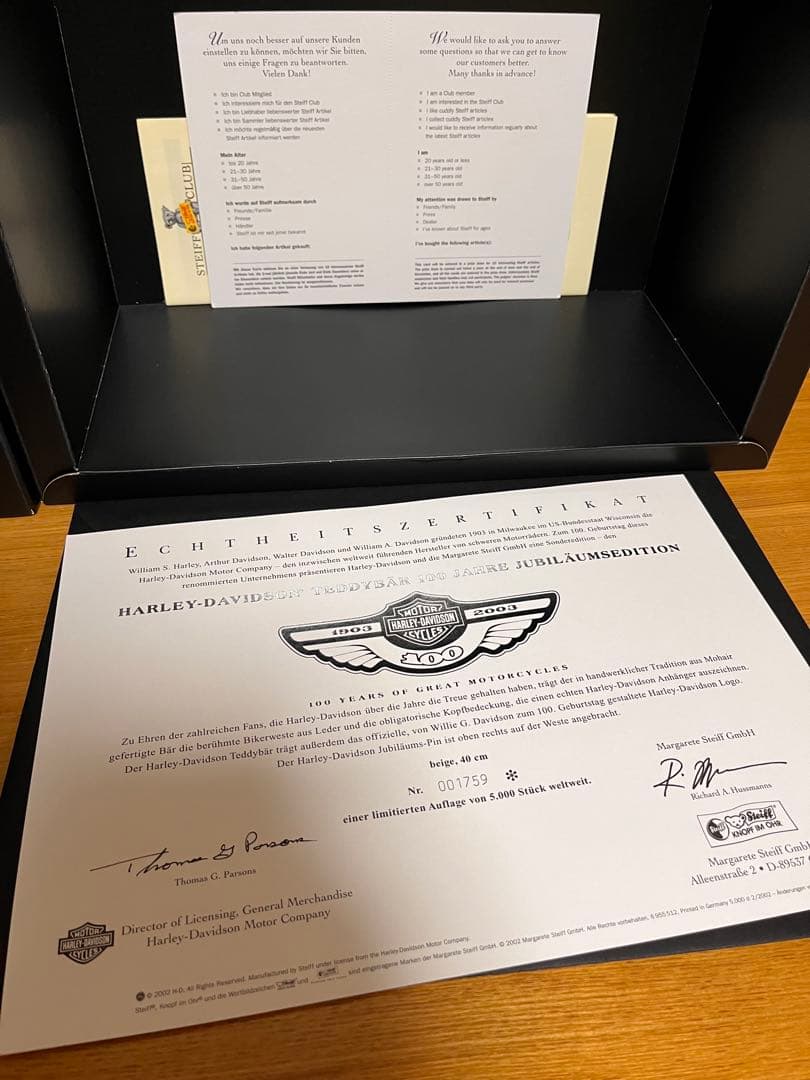 ぬいぐるみ Harley-Davidson Anniversary Bear 2003