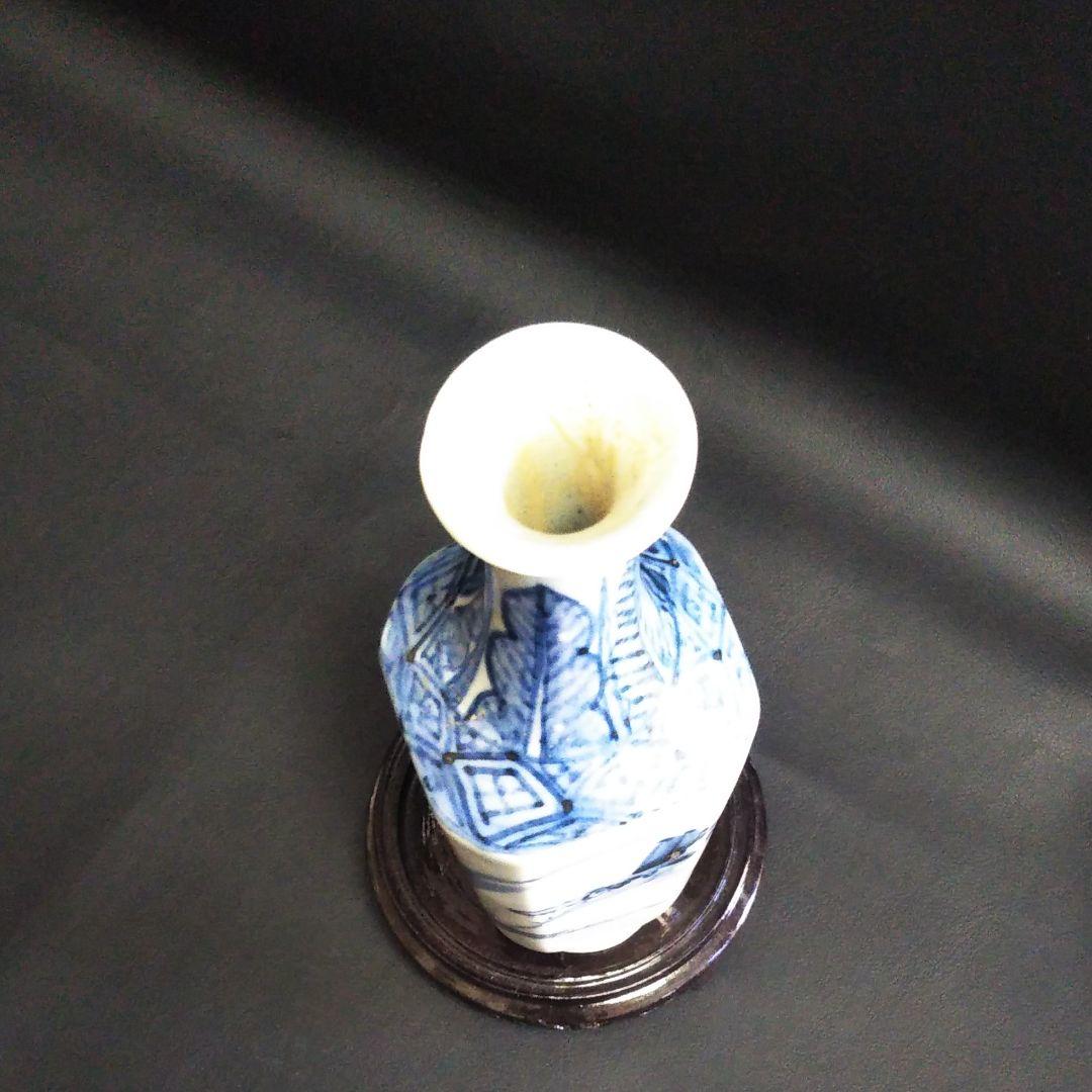 ※中国古美術/青花魚藻紋四方長頸瓶/元代/