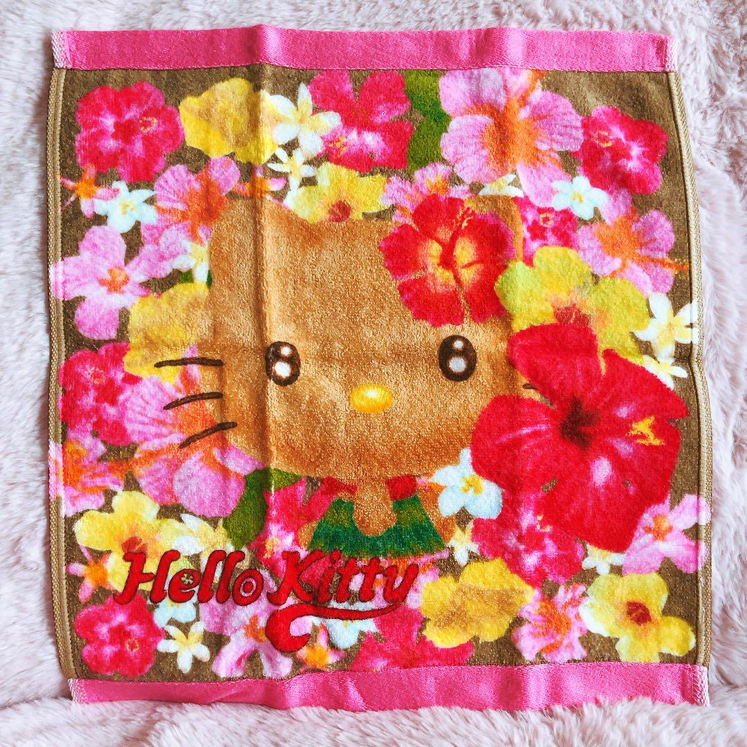 希少レア　ハローキティ　日焼け　ガングロ　ハイビスカス　タオル　2003