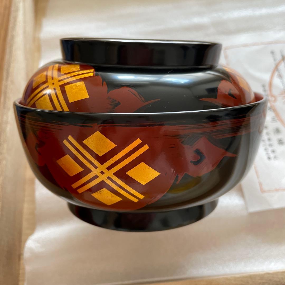 秀衡塗　利休大椀　五客揃　新品　（木箱入り）